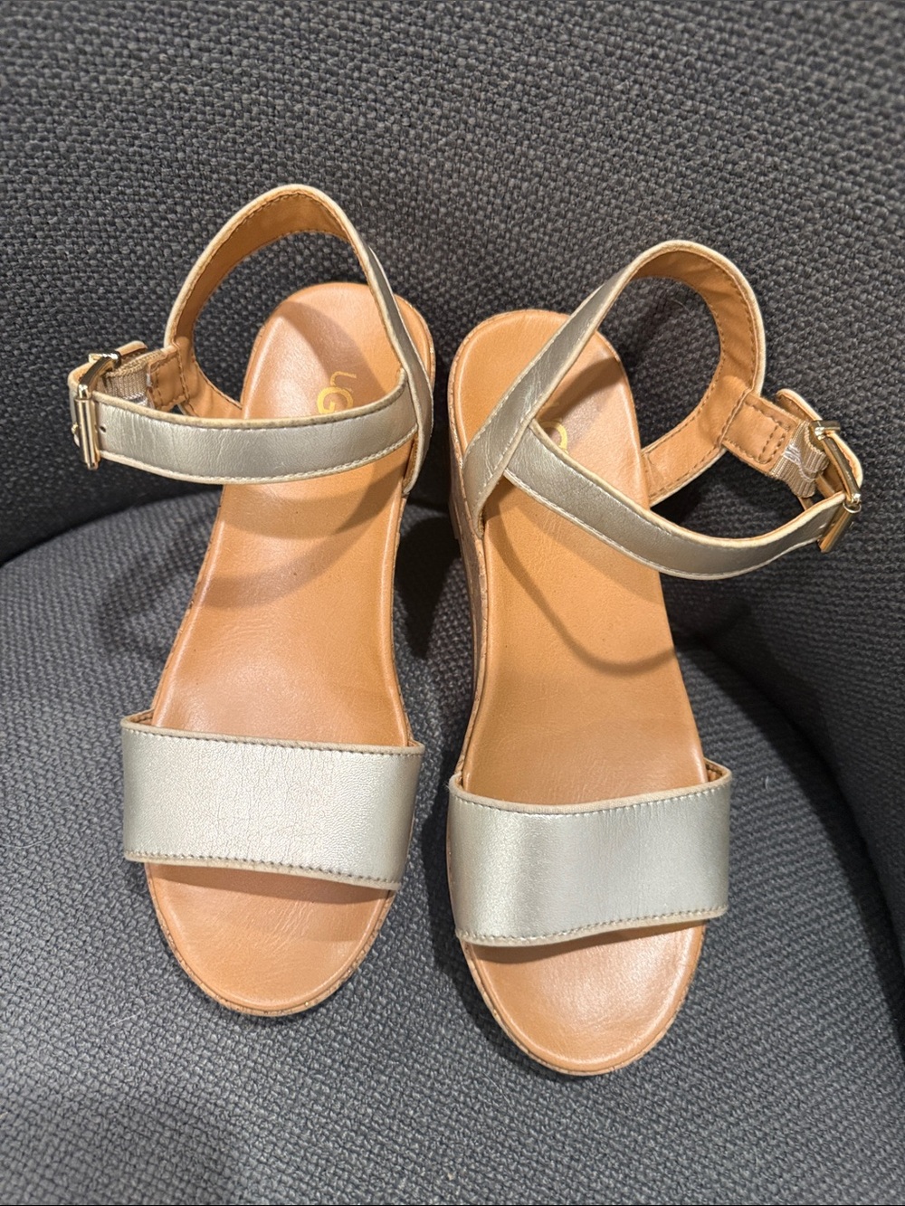 UGG Kids Metallic Gold Ankle Strap Sandals